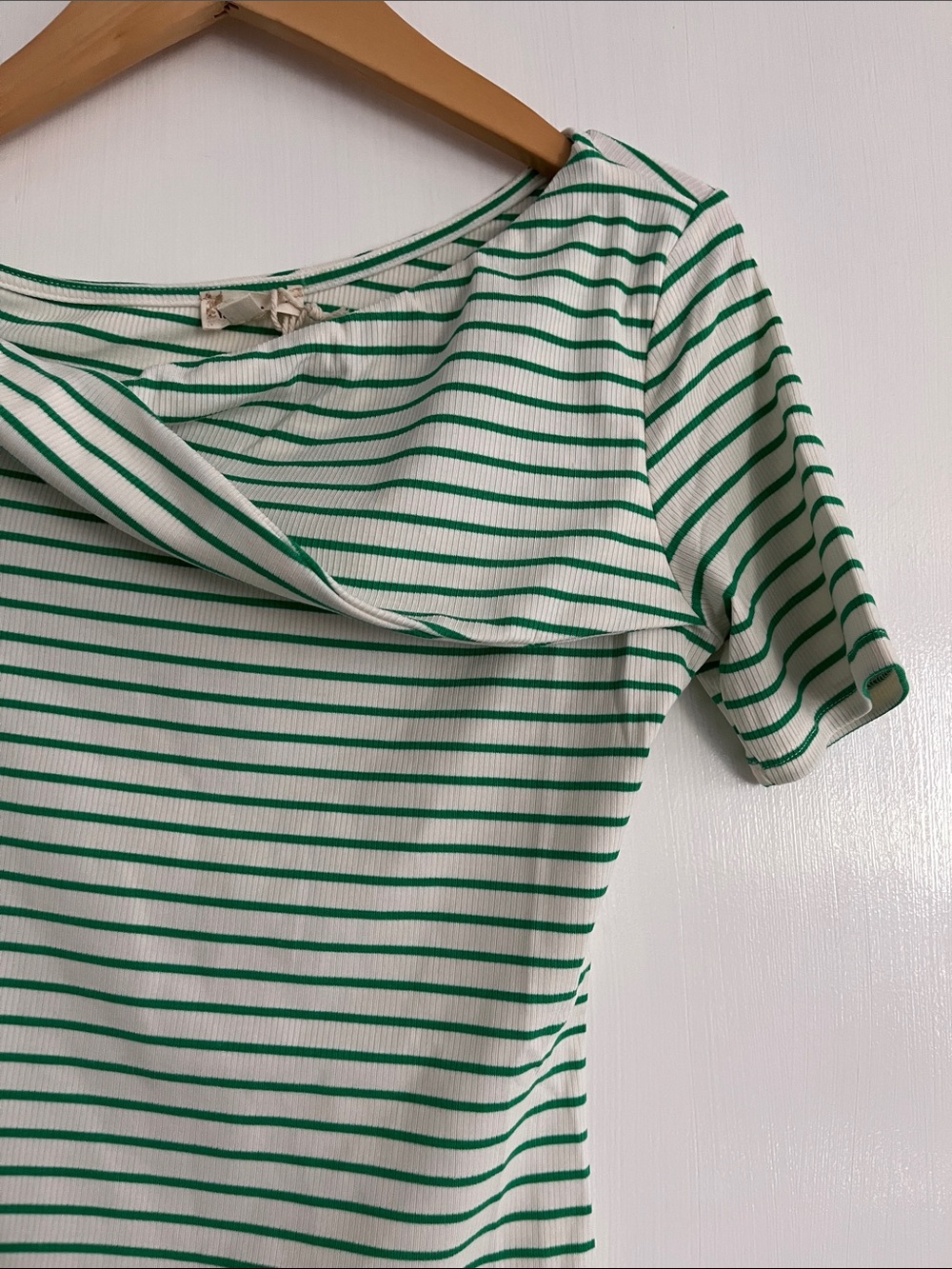 Asymmetric Neckline Ribbed Top